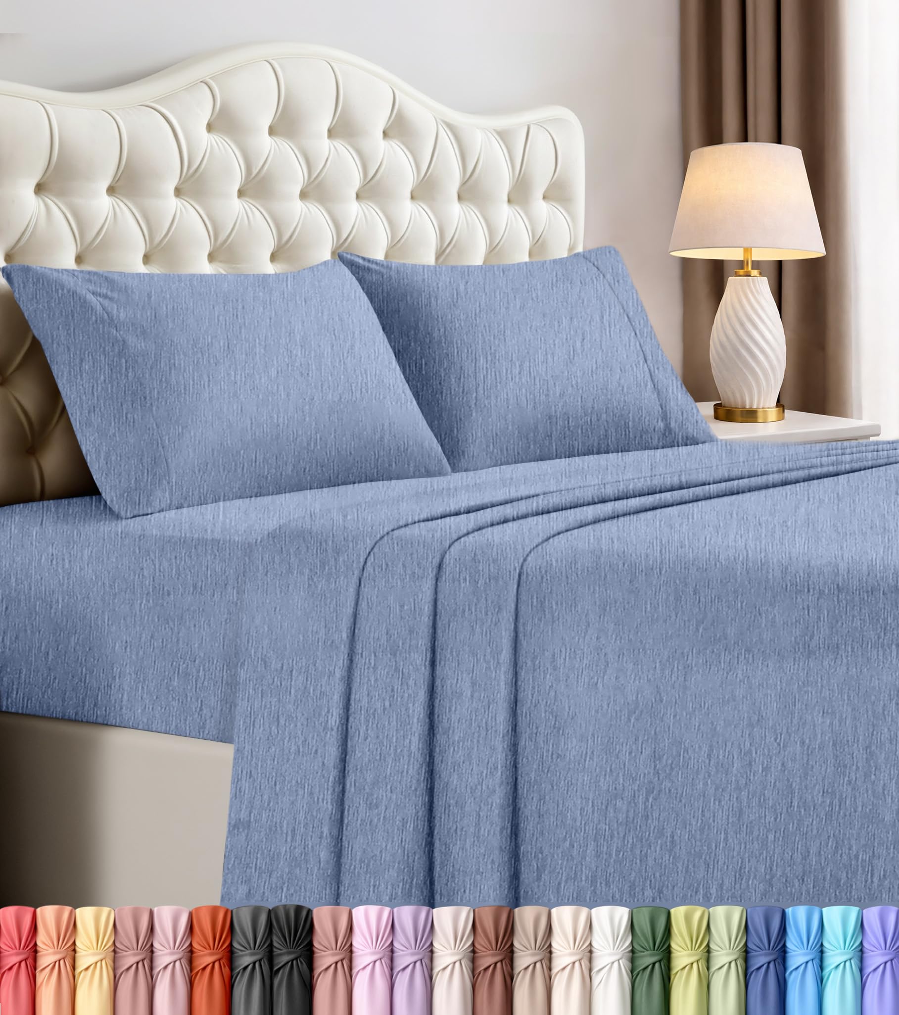 Queen Sheets Set, 4 Pieces 16" Deep Pocket Hotel Luxury Bed Sheets, Grey | Extra Soft Bedsheet Set, Comfy & Breathable Cooling Sheets, Wrinkle & Fade Resistant, Fitted Sheet, Flat Sheet, 2 Pillowcases