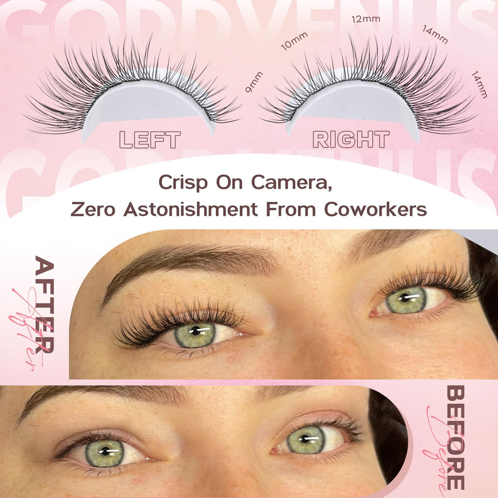 Goddvenus Lash Clusters Kit Wispy Eyelash Clusters Lashes Natural DIY Lash Extension Kit 10-16mm Cluster Eyelash Extensions Kit 300pcs C Curl Individual Lashes Cluster Eyelash (No Tweezers)