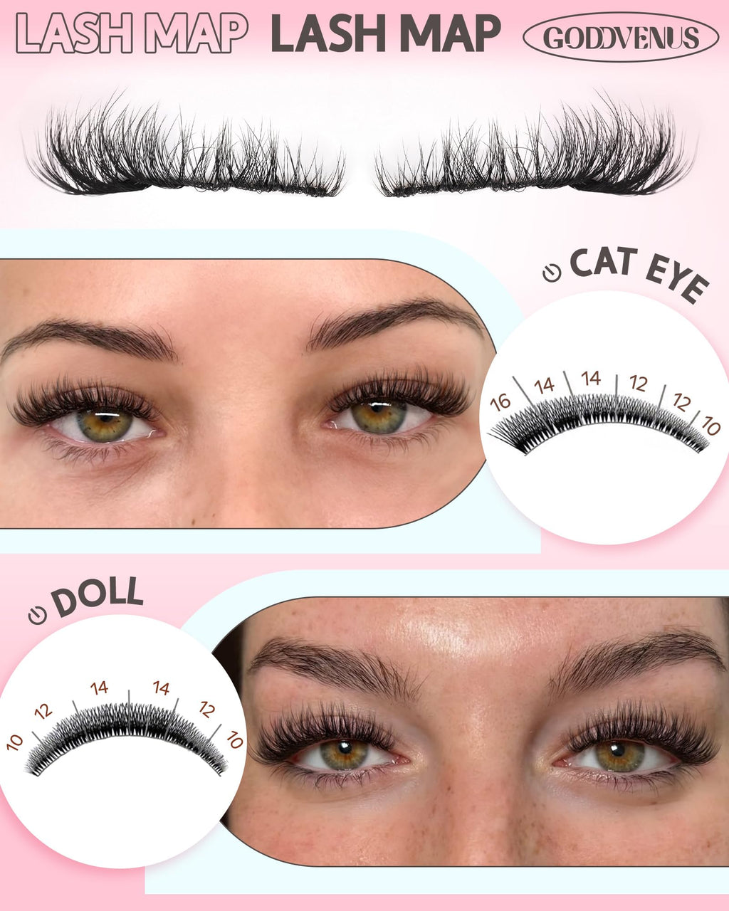Goddvenus Lash Clusters Kit Wispy Eyelash Clusters Lashes Natural DIY Lash Extension Kit 10-16mm Cluster Eyelash Extensions Kit 300pcs C Curl Individual Lashes Cluster Eyelash (No Tweezers)