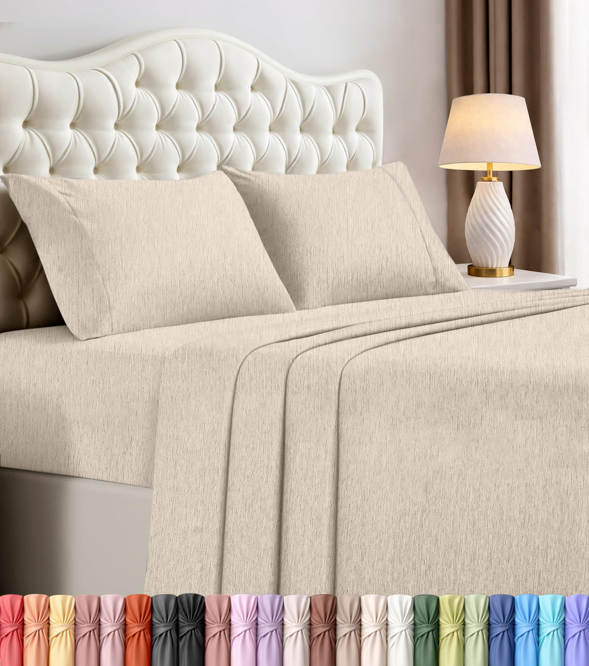 Queen Sheets Set, 4 Pieces 16" Deep Pocket Hotel Luxury Bed Sheets, Grey | Extra Soft Bedsheet Set, Comfy & Breathable Cooling Sheets, Wrinkle & Fade Resistant, Fitted Sheet, Flat Sheet, 2 Pillowcases