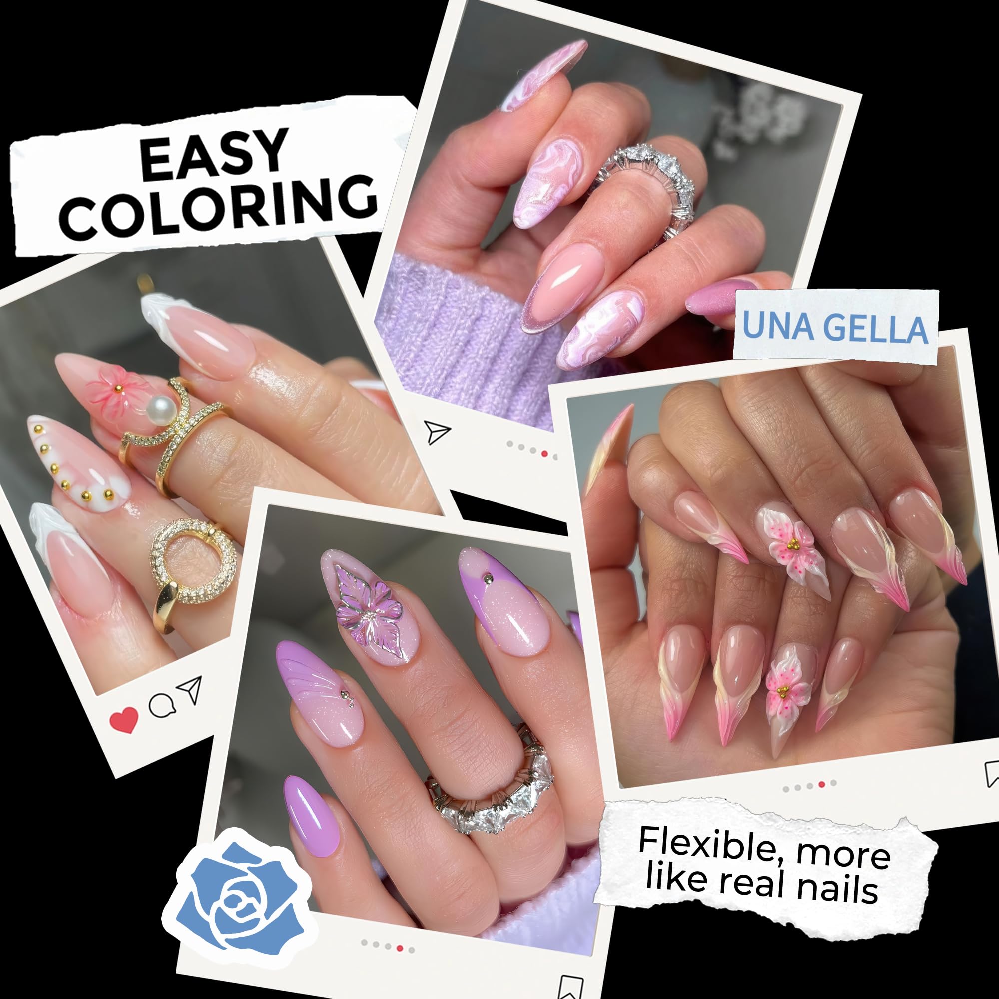 UNA GELLA Toe Nail Tips Square Full Cover 216Pcs Squoval Double Matte | Square Oval Soft Gel Toe Nail Press Ons Clear Pre-shape Acrylic Fake Toenails Extensions DIY Home Salon for Women, 15 Sizes