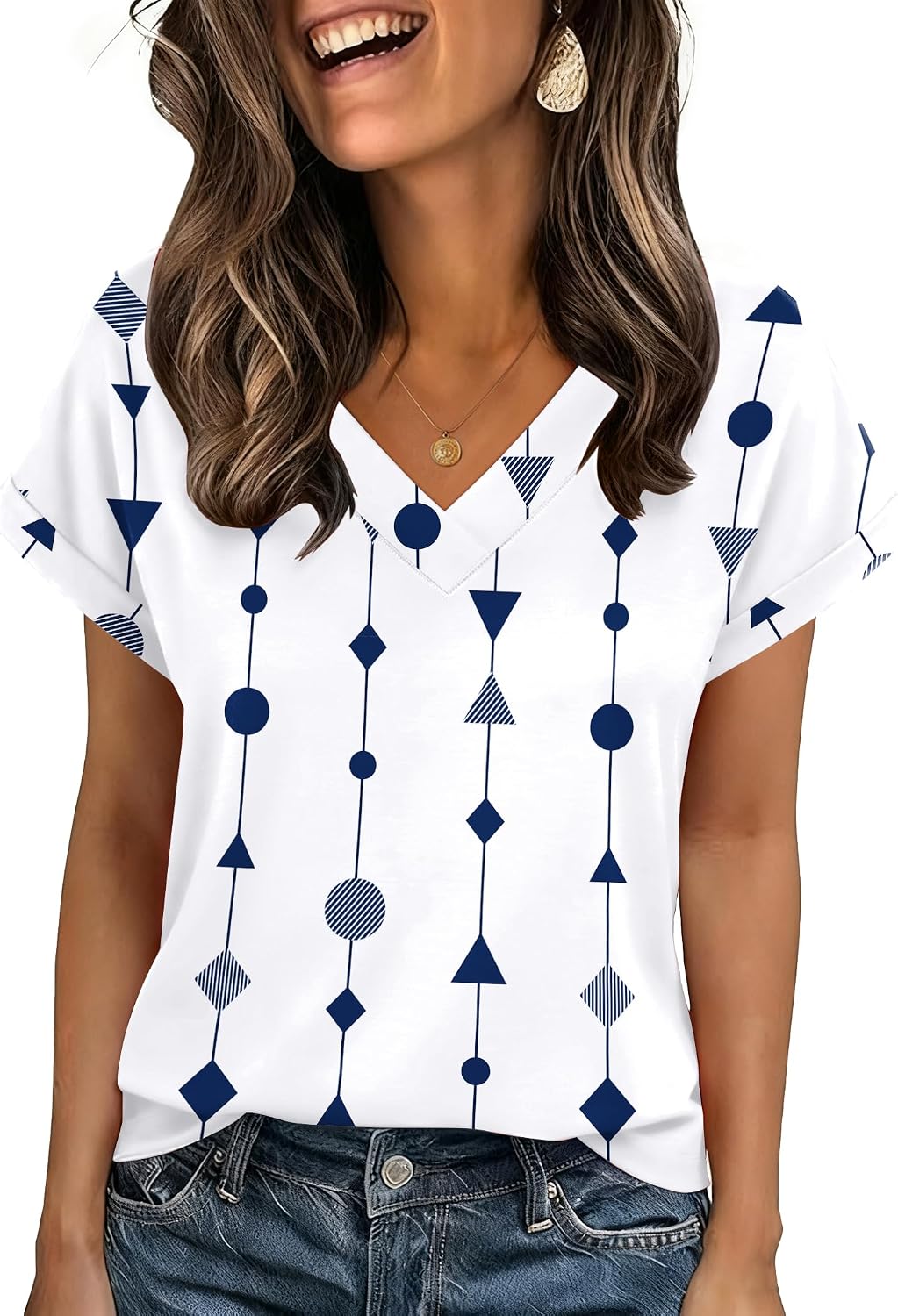 Zeagoo Womens Summer Tops Rolled Short Sleeve Shirts Dressy Casual Blouses