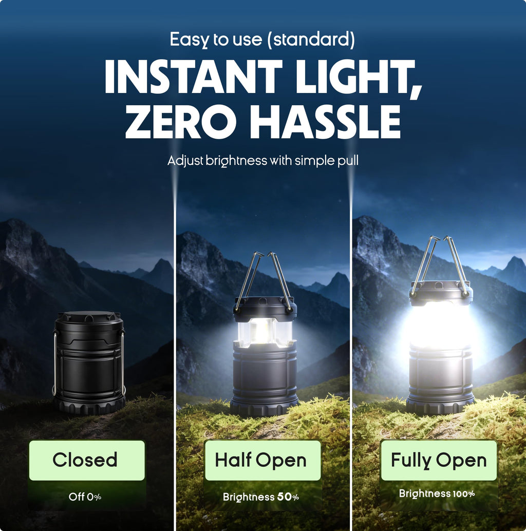 MalloMe Camping Lights LED Lantern Flashlights, Battery Operated Lamp Tent Lanterns for Power Outages, Camping Essentials Outdoor,Home,Emergency Gear, Hurricane Survival (3 AAA batteries not included)