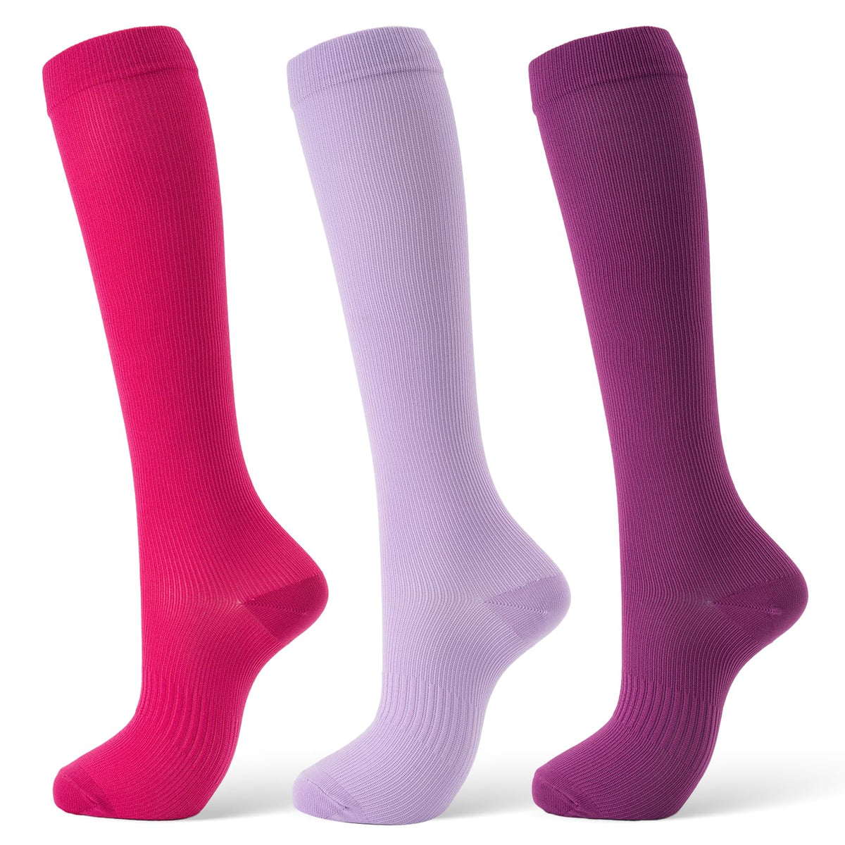 Compression Socks for Women & Men 15-20 mmHg, Knee High, 3 Pairs | Graduated Compression, Supports Circulation, Ideal for Nurses, Pregnancy, Travel, Flights, Running & Athletic Edema