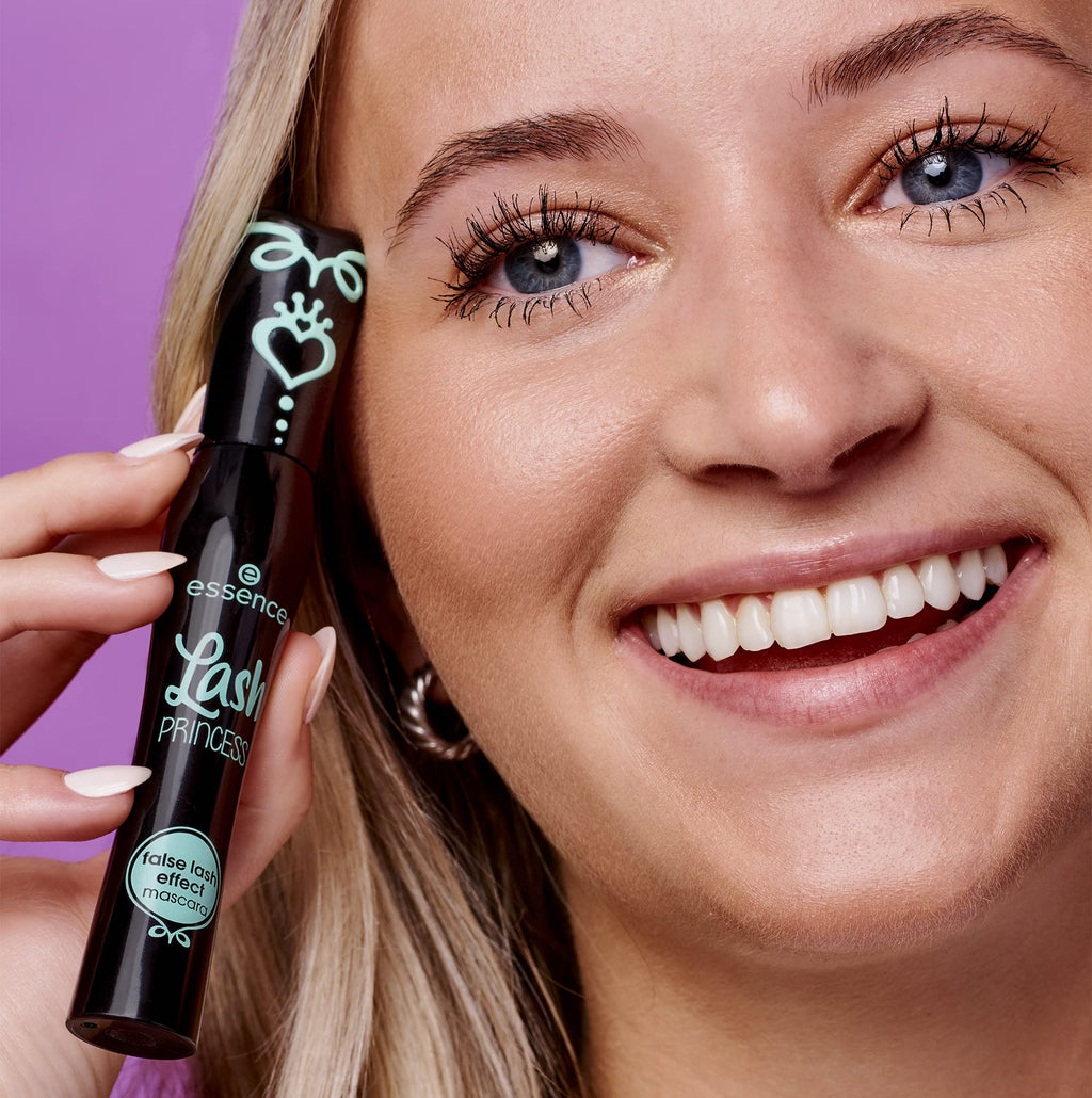 essence Lash Princess False Lash Effect Mascara, Black (Pack of 1) | Volumizing & Lengthening, Clump-Free Fiber Brush, Defines and Separates; Vegan, Cruelty Free, Paraben Free, Oil Free