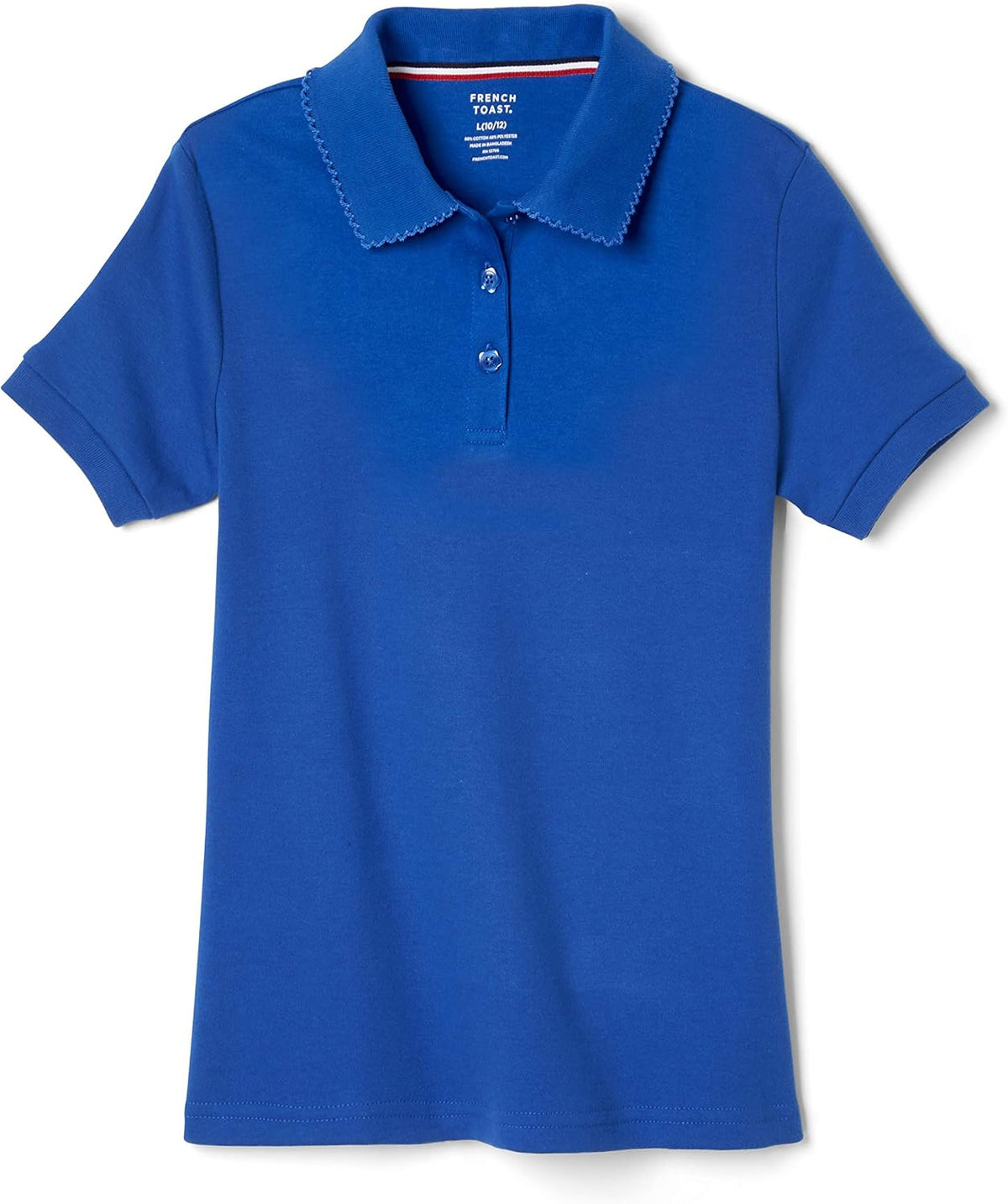 French Toast Girls' Short Sleeve Picot Collar Polo School Uniform Shirt (Standard and Plus)