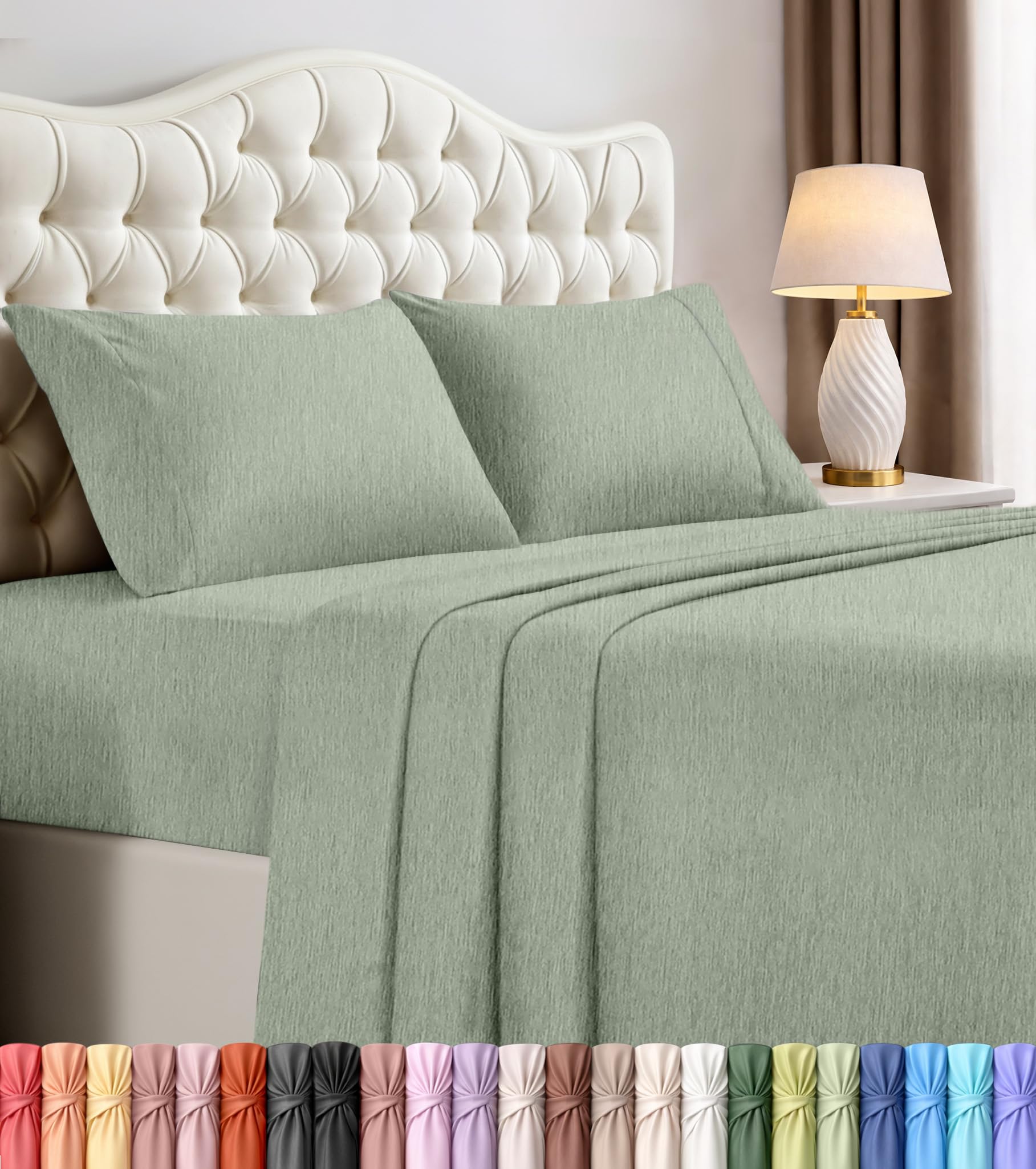 Queen Sheets Set, 4 Pieces 16" Deep Pocket Hotel Luxury Bed Sheets, Grey | Extra Soft Bedsheet Set, Comfy & Breathable Cooling Sheets, Wrinkle & Fade Resistant, Fitted Sheet, Flat Sheet, 2 Pillowcases