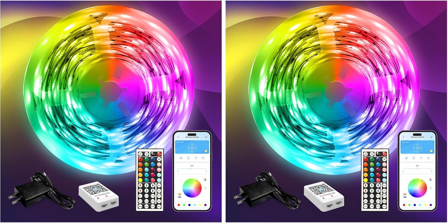 DAYBETTER LED Lights for Bedroom 132ft (2 Rolls of 65.6ft), Music Sync Color Changing Strip Lights with Remote, 24V Power Supply, Classroom Lighting, Room Decor for Teen Girls Boys Birthday Gifts