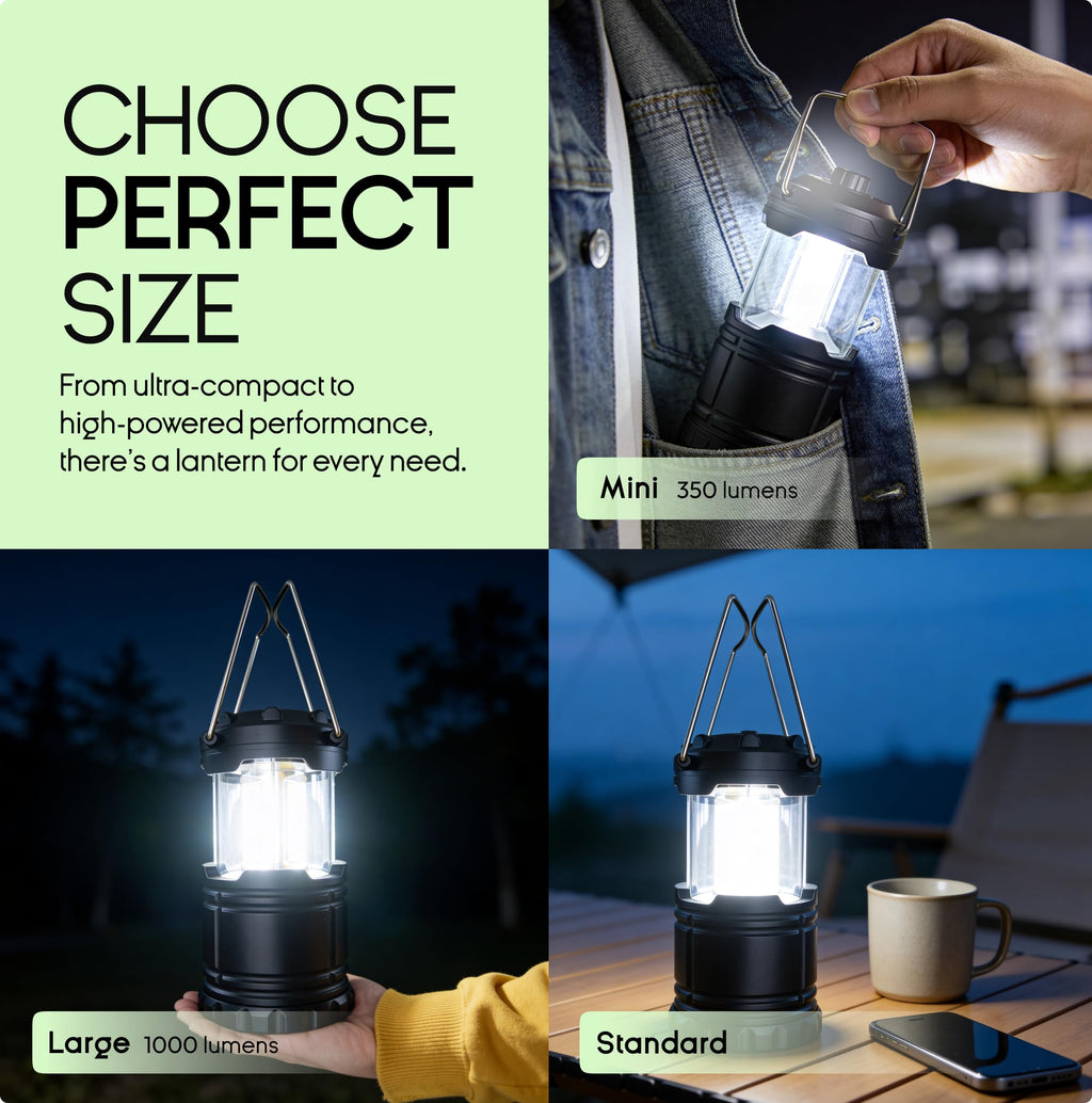 MalloMe Camping Lights LED Lantern Flashlights, Battery Operated Lamp Tent Lanterns for Power Outages, Camping Essentials Outdoor,Home,Emergency Gear, Hurricane Survival (3 AAA batteries not included)