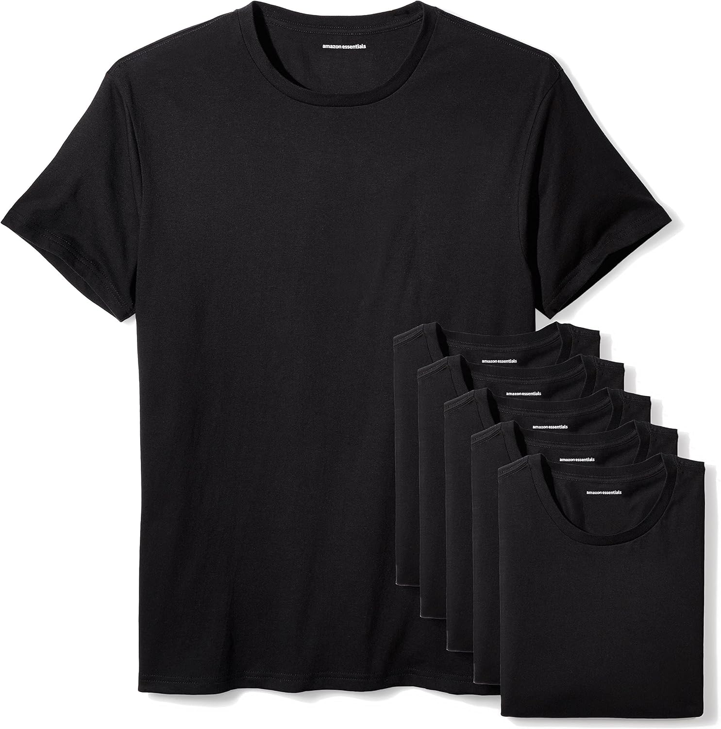 Amazon Essentials Men's Slim Fit Crewneck Undershirts, Pack of 6