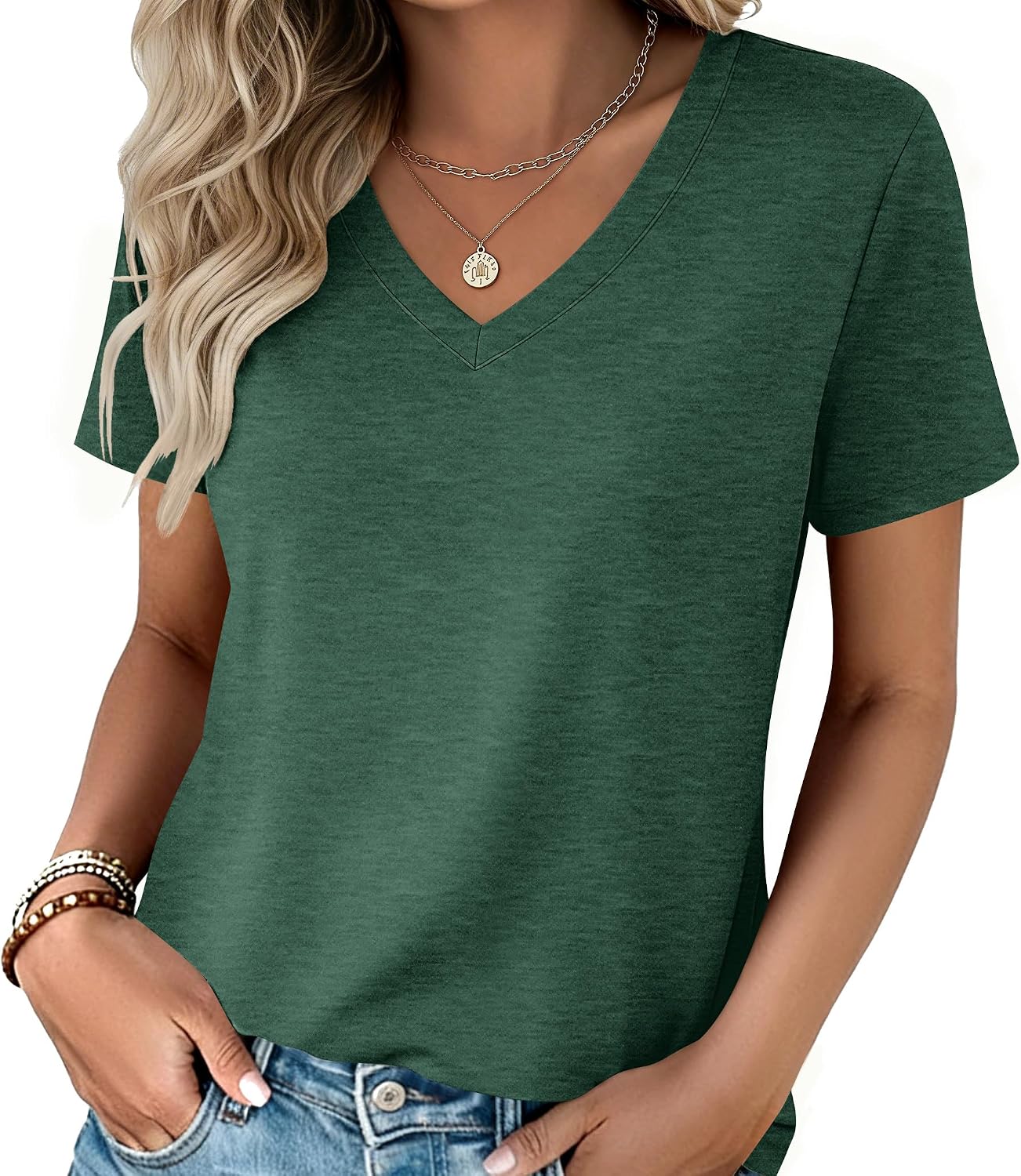 Zeagoo Womens V-Neck Tops Summer Casual Short Sleeve Tshirts S-3XL