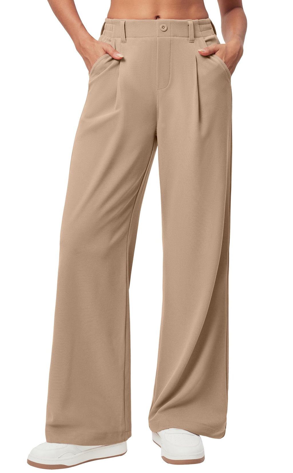 Ewedoos Wide Leg Dress Work Pants for Women Business Casual Office Outfits | Stretchy Pull on Slacks Trousers, Wrinkle-Resistant, 2 Side Pockets, Comfy for All-Day Wear, Business Casual, Travel,Teacher