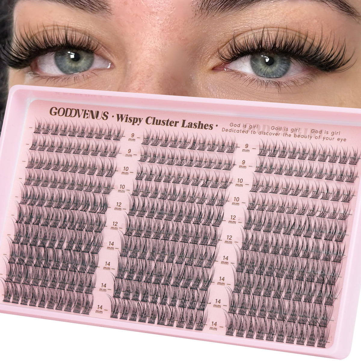 Goddvenus Lash Clusters Kit Wispy Eyelash Clusters Lashes Natural DIY Lash Extension Kit 10-16mm Cluster Eyelash Extensions Kit 300pcs C Curl Individual Lashes Cluster Eyelash (No Tweezers)