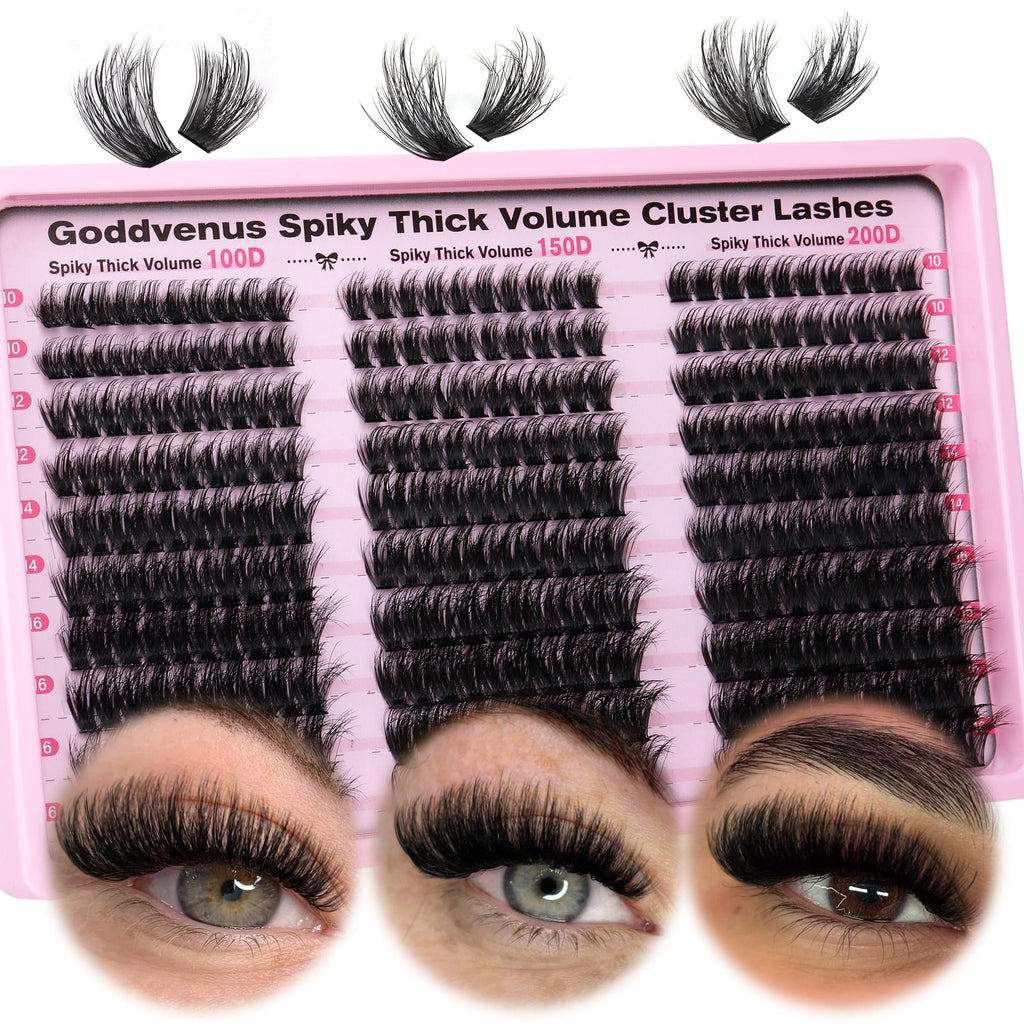 Goddvenus Lash Clusters Kit Wispy Eyelash Clusters Lashes Natural DIY Lash Extension Kit 10-16mm Cluster Eyelash Extensions Kit 300pcs C Curl Individual Lashes Cluster Eyelash (No Tweezers)