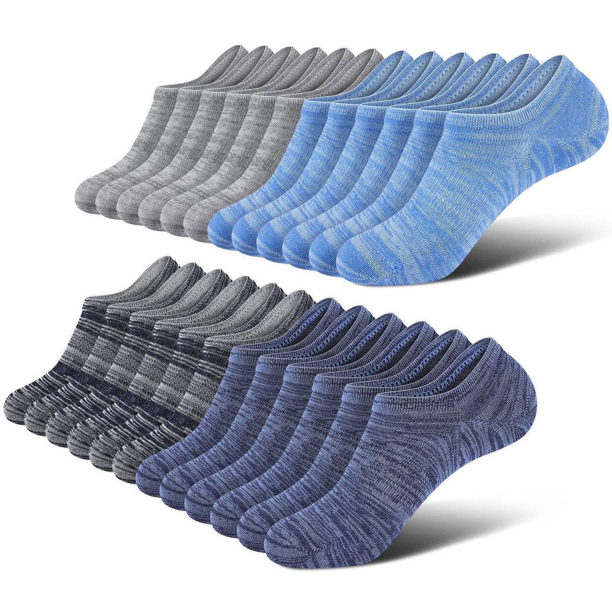 wernies No Show Socks Men, Low Cut Ankle Short Casual Non Slip Socks | Premium Cotton Fabric, Soft Breathable Invisible White Black Gray Socks Men