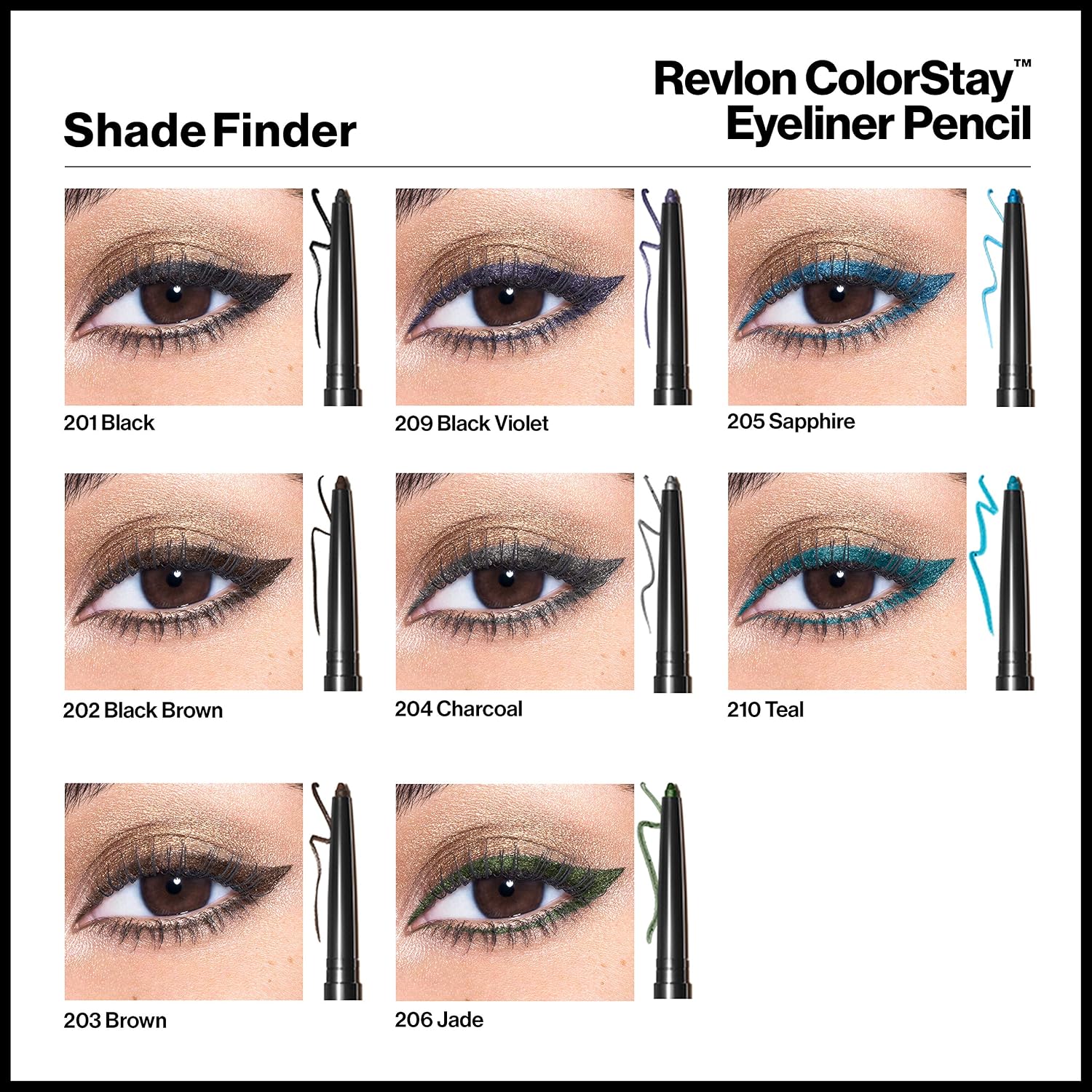 Revlon ColorStay Pencil Waterproof Eyeliner, 201 Black, 2 pack | Waterproof pencil eyeliner with built-in sharpener. Smudge-proof, long-lasting, intense matte color.