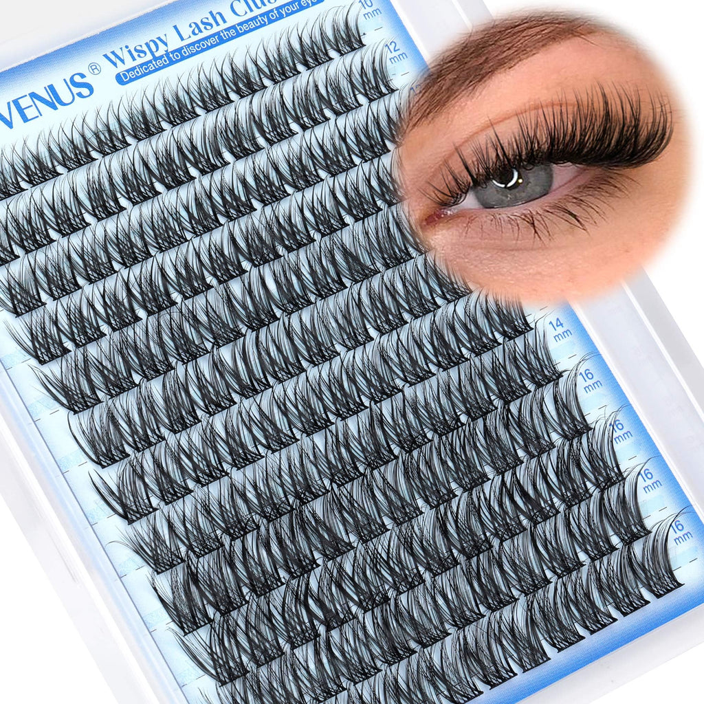 Goddvenus Lash Clusters Kit Wispy Eyelash Clusters Lashes Natural DIY Lash Extension Kit 10-16mm Cluster Eyelash Extensions Kit 300pcs C Curl Individual Lashes Cluster Eyelash (No Tweezers)