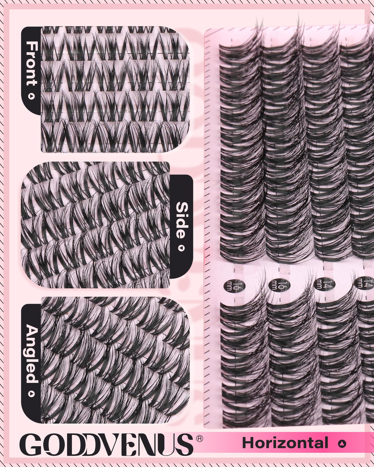 Goddvenus Lash Clusters Kit Wispy Eyelash Clusters Lashes Natural DIY Lash Extension Kit 10-16mm Cluster Eyelash Extensions Kit 300pcs C Curl Individual Lashes Cluster Eyelash (No Tweezers)
