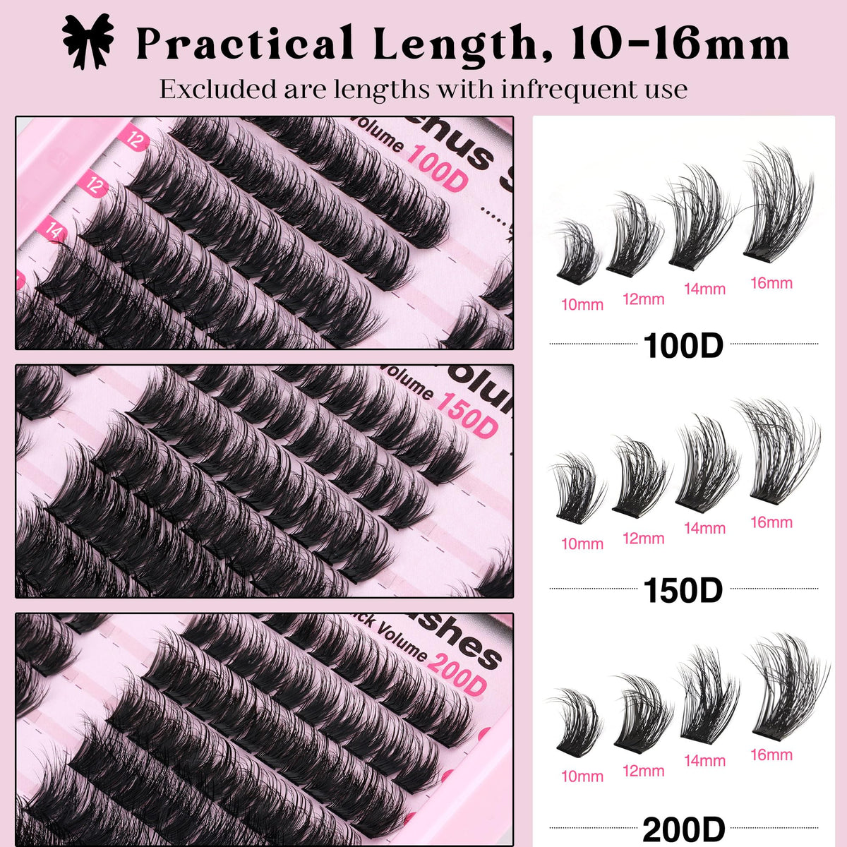 Goddvenus Lash Clusters Kit Wispy Eyelash Clusters Lashes Natural DIY Lash Extension Kit 10-16mm Cluster Eyelash Extensions Kit 300pcs C Curl Individual Lashes Cluster Eyelash (No Tweezers)