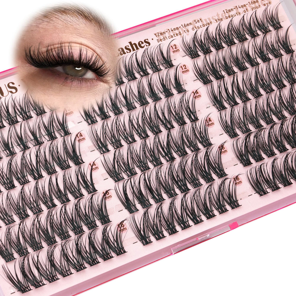 Goddvenus Lash Clusters Kit Wispy Eyelash Clusters Lashes Natural DIY Lash Extension Kit 10-16mm Cluster Eyelash Extensions Kit 300pcs C Curl Individual Lashes Cluster Eyelash (No Tweezers)