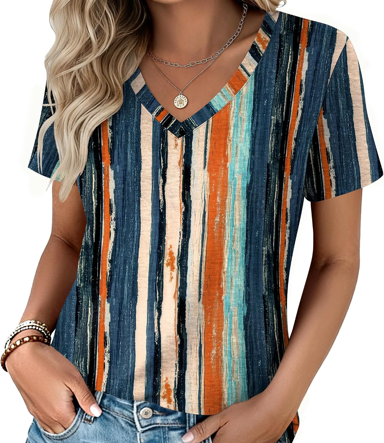 Zeagoo Womens V-Neck Tops Summer Casual Short Sleeve Tshirts S-3XL