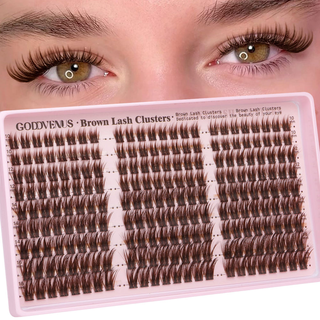Goddvenus Lash Clusters Kit Wispy Eyelash Clusters Lashes Natural DIY Lash Extension Kit 10-16mm Cluster Eyelash Extensions Kit 300pcs C Curl Individual Lashes Cluster Eyelash (No Tweezers)