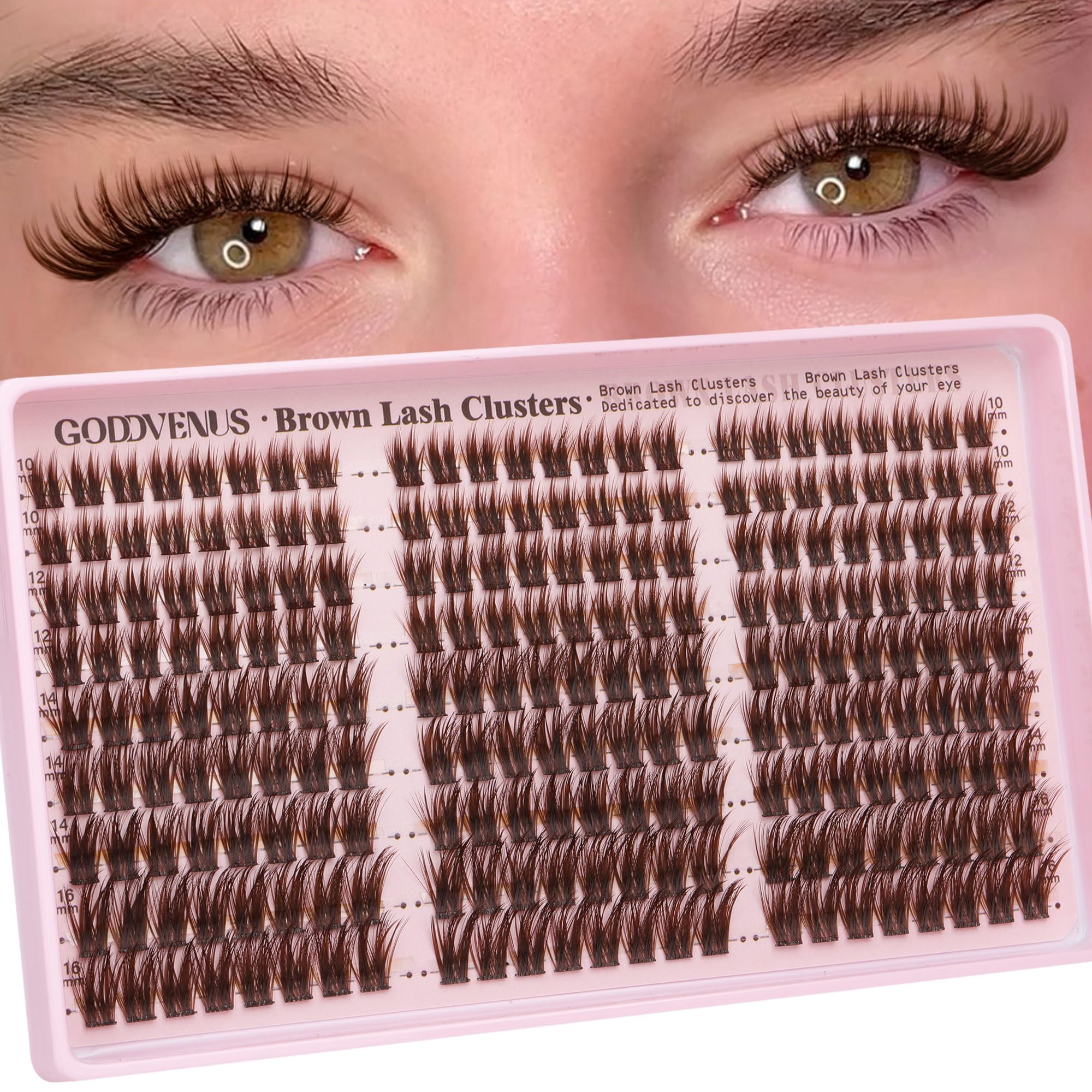 Goddvenus Lash Clusters Kit Wispy Eyelash Clusters Lashes Natural DIY Lash Extension Kit 10-16mm Cluster Eyelash Extensions Kit 300pcs C Curl Individual Lashes Cluster Eyelash (No Tweezers)