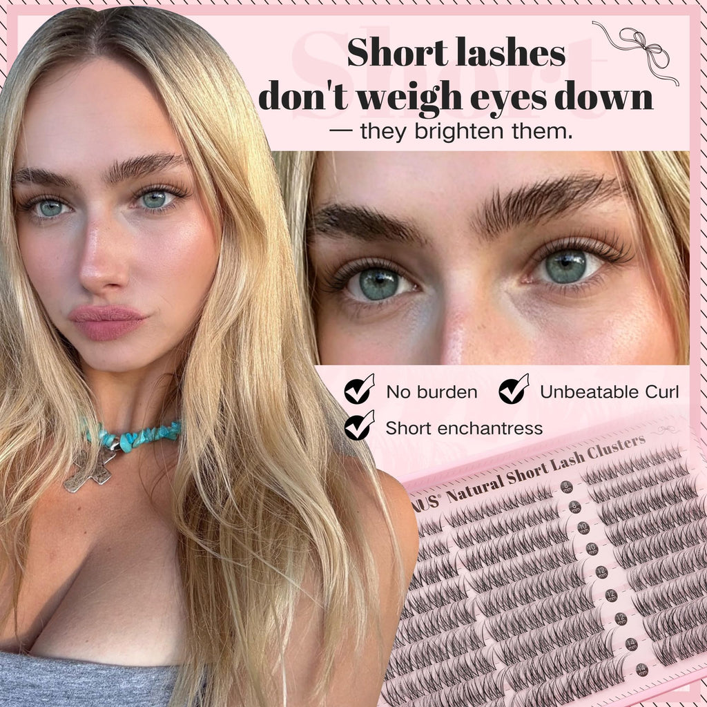 Goddvenus Lash Clusters Kit Wispy Eyelash Clusters Lashes Natural DIY Lash Extension Kit 10-16mm Cluster Eyelash Extensions Kit 300pcs C Curl Individual Lashes Cluster Eyelash (No Tweezers)