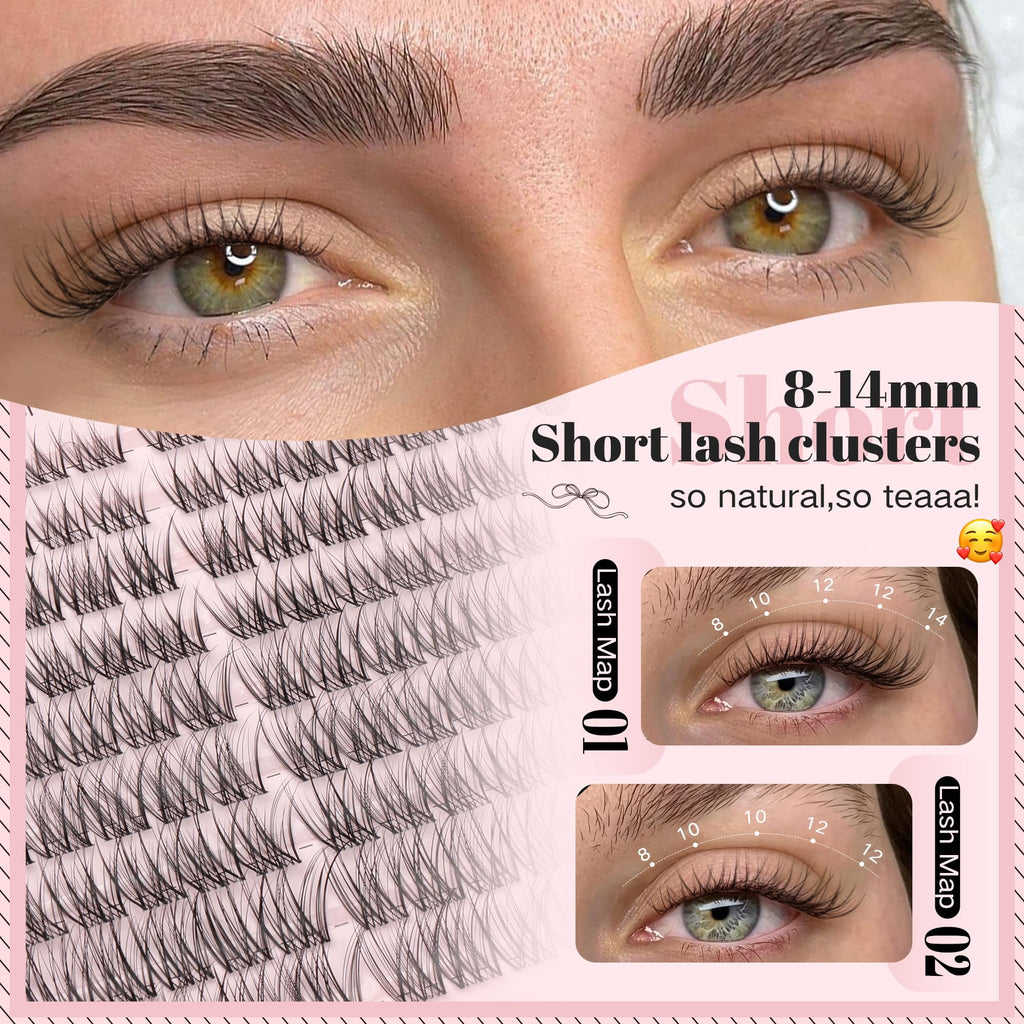 Goddvenus Lash Clusters Kit Wispy Eyelash Clusters Lashes Natural DIY Lash Extension Kit 10-16mm Cluster Eyelash Extensions Kit 300pcs C Curl Individual Lashes Cluster Eyelash (No Tweezers)