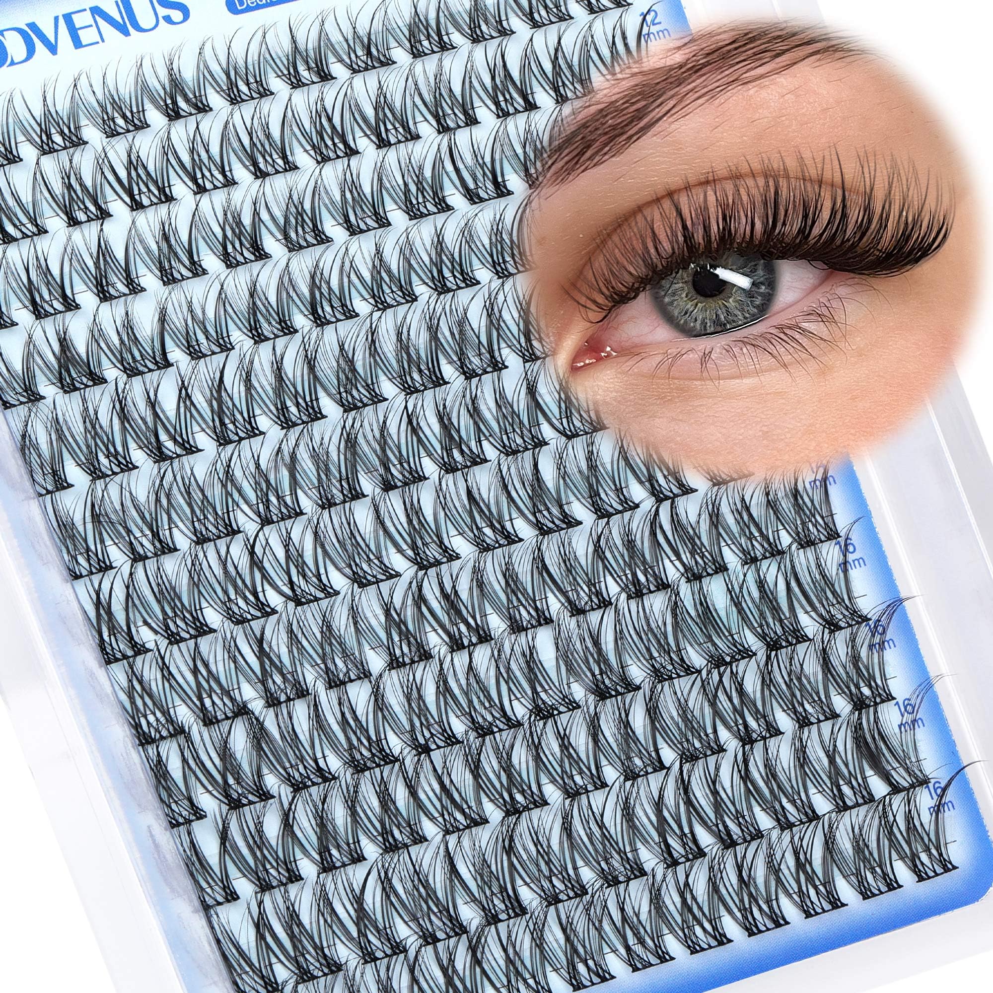 Goddvenus Lash Clusters Kit Wispy Eyelash Clusters Lashes Natural DIY Lash Extension Kit 10-16mm Cluster Eyelash Extensions Kit 300pcs C Curl Individual Lashes Cluster Eyelash (No Tweezers)