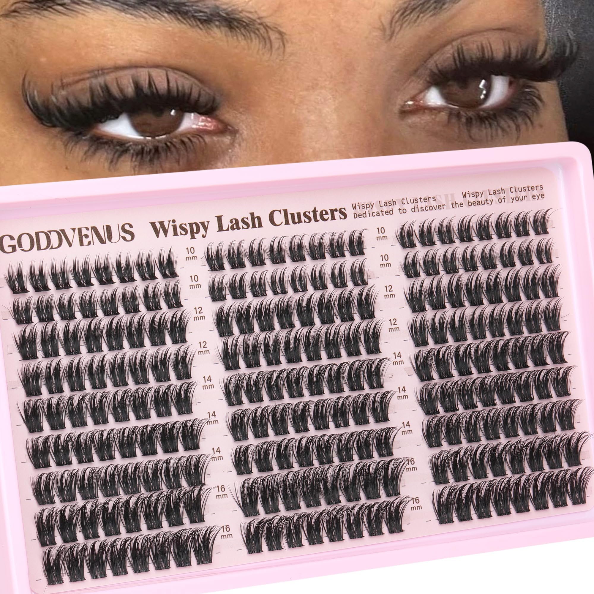 Goddvenus Lash Clusters Kit Wispy Eyelash Clusters Lashes Natural DIY Lash Extension Kit 10-16mm Cluster Eyelash Extensions Kit 300pcs C Curl Individual Lashes Cluster Eyelash (No Tweezers)