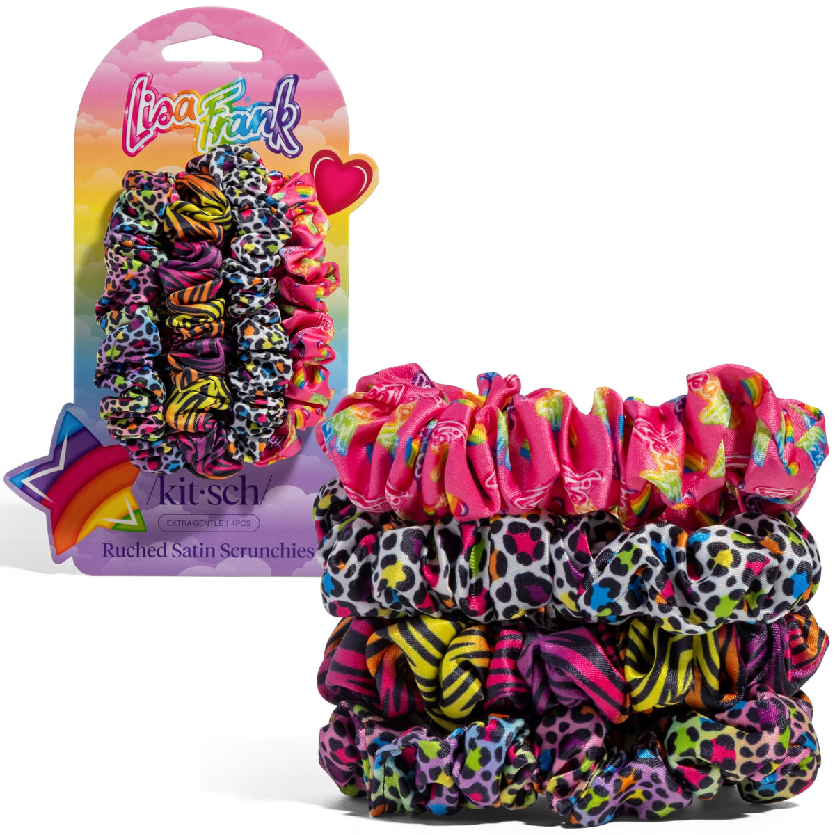 Kitsch Satin Scrunchies for Women | For All Hair Types - Black, 5pcs | Wake Up Frizz-Free, No Crease Hair Ties, Softer Than Silk Scrunchies, Stylish Hair Accessories For All Hair Types