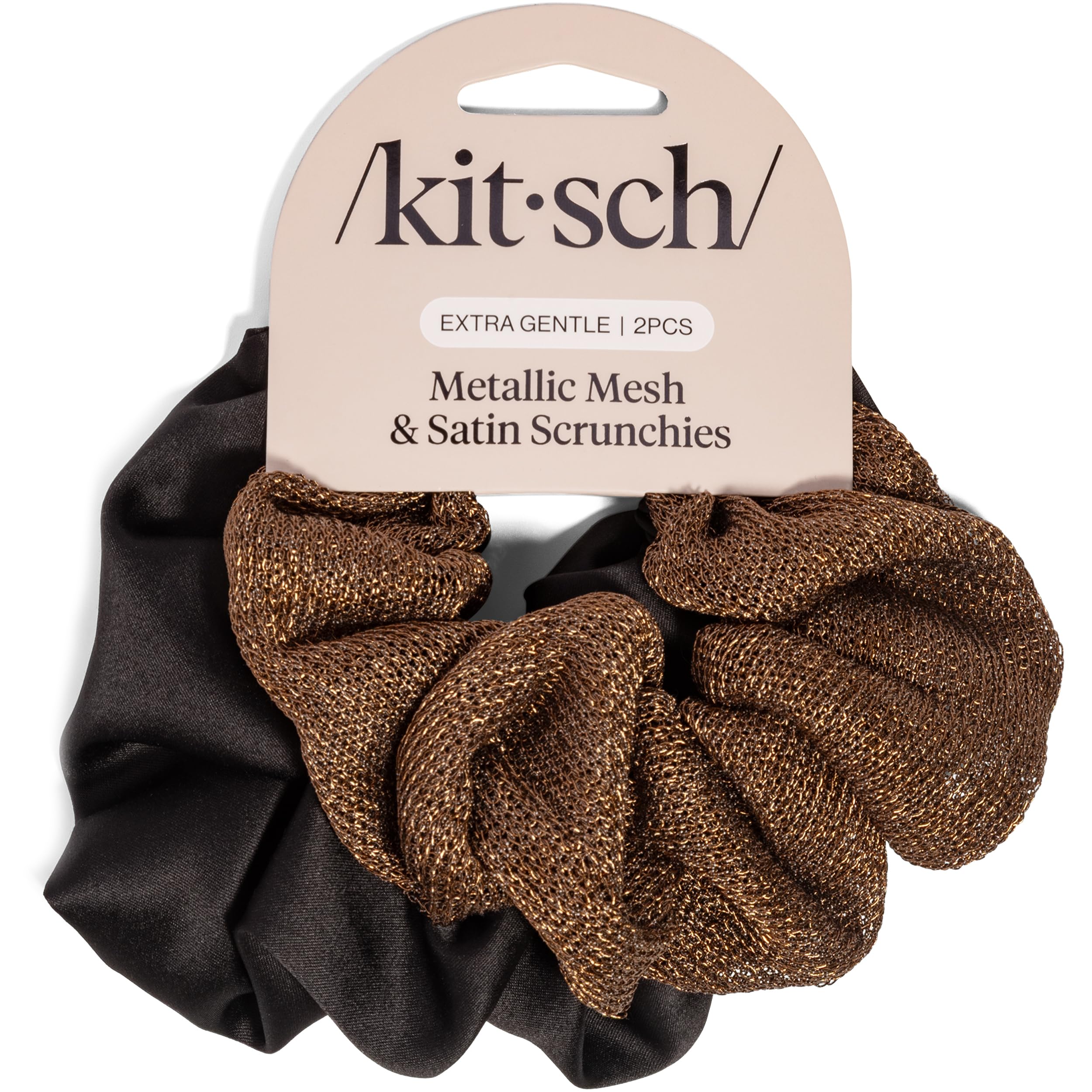 Kitsch Satin Scrunchies for Women | For All Hair Types - Black, 5pcs | Wake Up Frizz-Free, No Crease Hair Ties, Softer Than Silk Scrunchies, Stylish Hair Accessories For All Hair Types