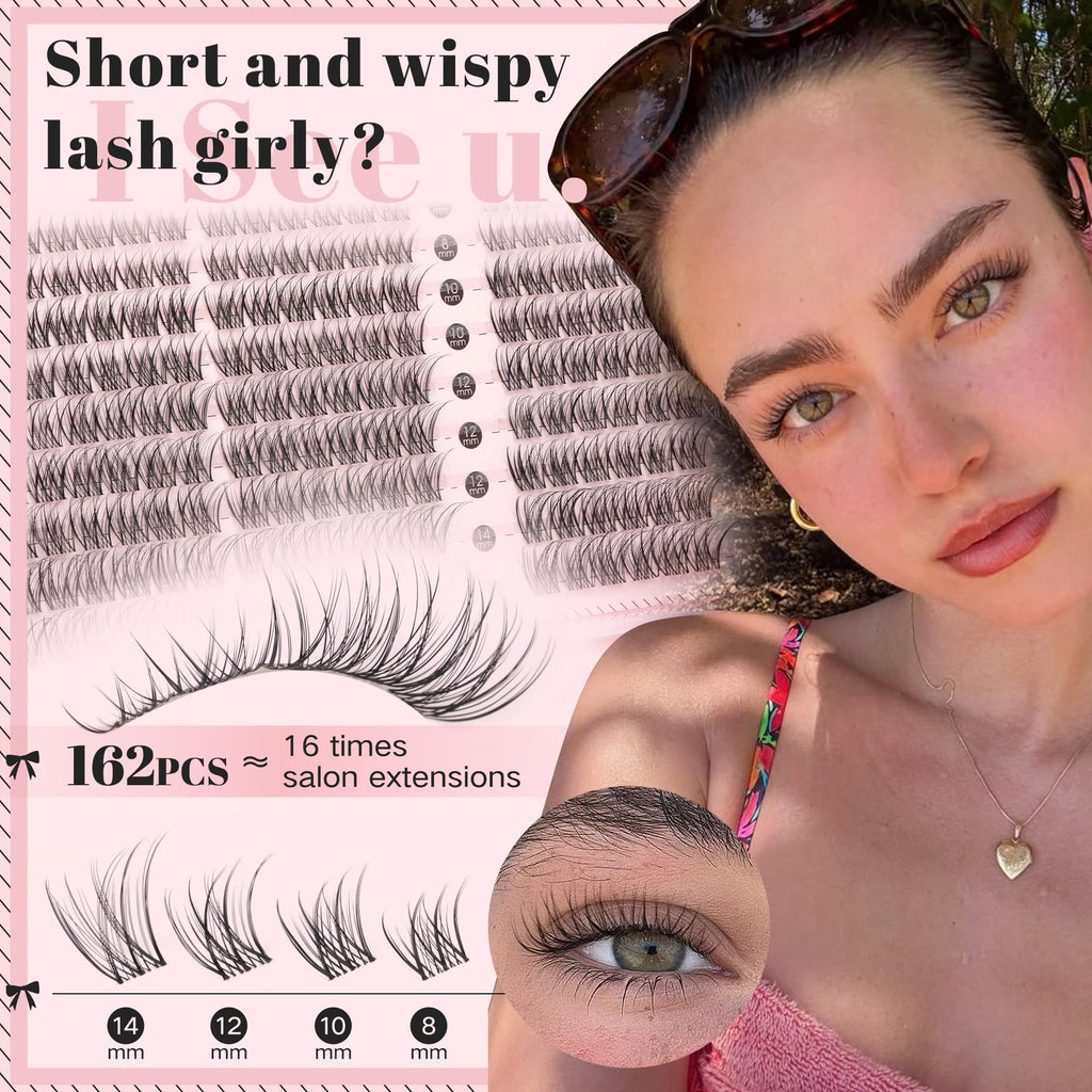 Goddvenus Lash Clusters Kit Wispy Eyelash Clusters Lashes Natural DIY Lash Extension Kit 10-16mm Cluster Eyelash Extensions Kit 300pcs C Curl Individual Lashes Cluster Eyelash (No Tweezers)