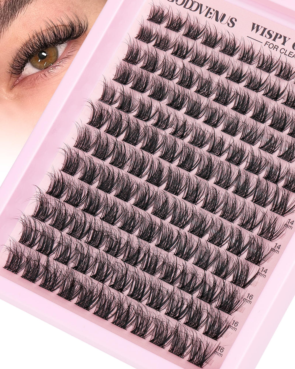 Goddvenus Lash Clusters Kit Wispy Eyelash Clusters Lashes Natural DIY Lash Extension Kit 10-16mm Cluster Eyelash Extensions Kit 300pcs C Curl Individual Lashes Cluster Eyelash (No Tweezers)