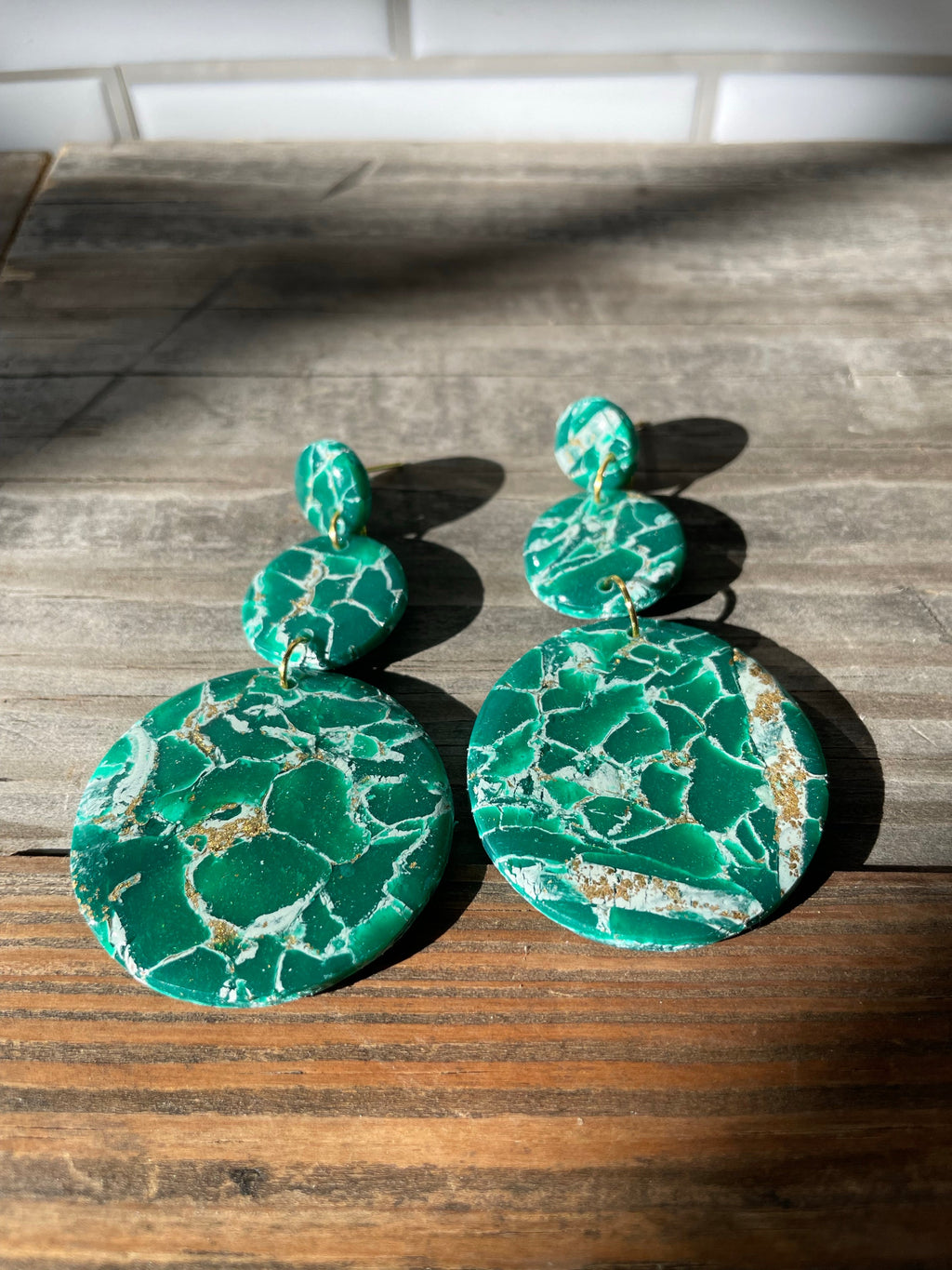 Green marble statement earrings
